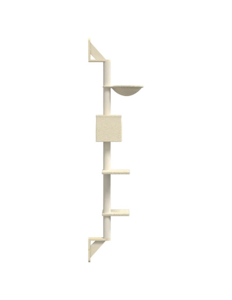 Albero per Gatti con Tiragraffi a Parete Crema 187 cm