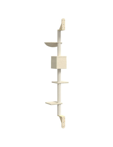 Albero per Gatti con Tiragraffi a Parete Crema 187 cm