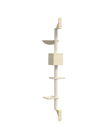 Albero per Gatti con Tiragraffi a Parete Crema 187 cm