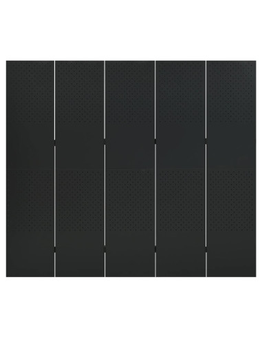 Paravento a 5 Pannelli Nero 200x180 cm in Acciaio