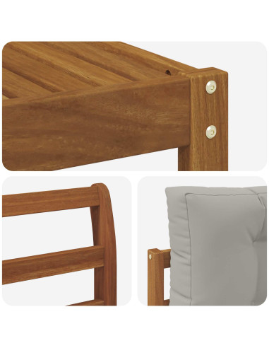 Set di divani da esterno 5 pcs Grigio Naturale e Chiaro