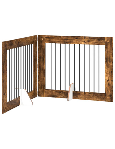 Cancello per cani con supporti 2 pcs Rovere Fumo 100 x 80 cm