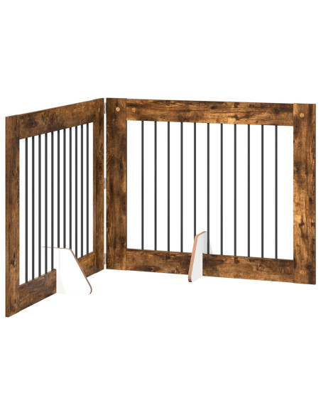 Cancello per cani con supporti 2 pcs Rovere Fumo 100 x 80 cm