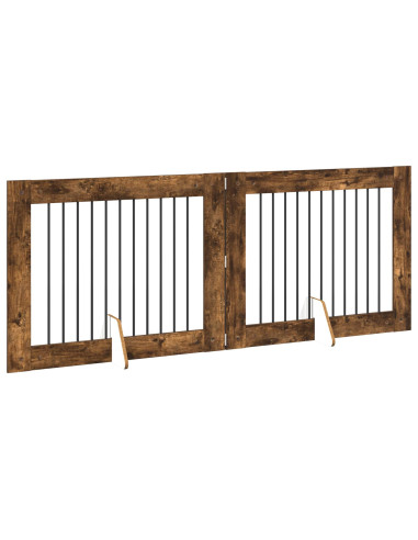 Cancello per cani con supporti 2 pcs Rovere Fumo 100 x 80 cm