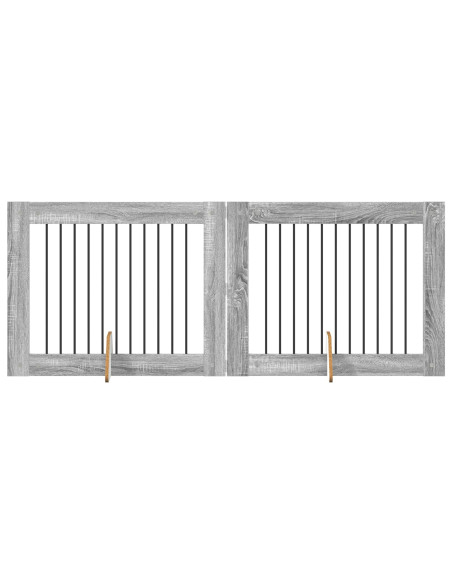Cancello per cani con supporti 2 pcs Grigio Sonoma 100 x 80 cm