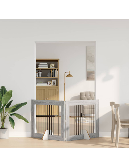 Cancello per cani con supporti 2 pcs Grigio Sonoma 100 x 80 cm