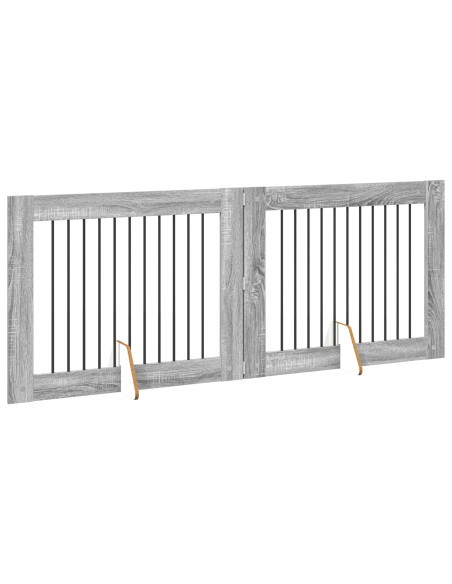 Cancello per cani con supporti 2 pcs Grigio Sonoma 100 x 80 cm