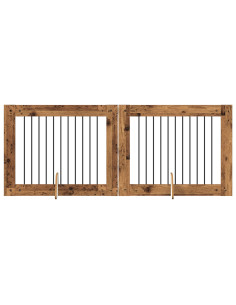 Cancello per cani con supporti 2 pcs Legno antico 100 x 80 cm 2