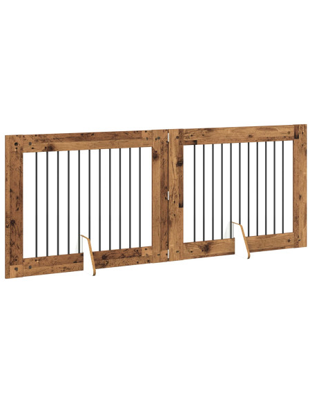 Cancello per cani con supporti 2 pcs Legno antico 100 x 80 cm