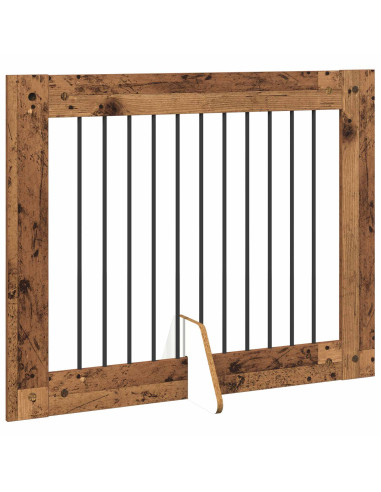 Cancello per cani con supporti 2 pcs Legno antico 100 x 80 cm