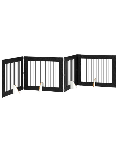 Cancello per cani con supporti 4 pcs Rovere Nero 100 x 80 cm