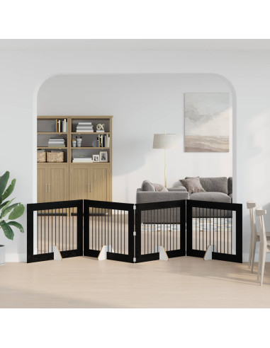 Cancello per cani con supporti 4 pcs Rovere Nero 100 x 80 cm