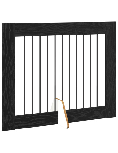 Cancello per cani con supporti 4 pcs Rovere Nero 100 x 80 cm