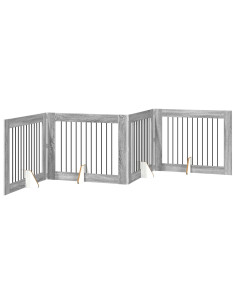 Cancello per cani con supporti 4 pcs Grigio Sonoma 100 x 80 cm 2