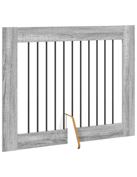 Cancello per cani con supporti 4 pcs Grigio Sonoma 100 x 80 cm