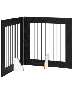 Cancello per cani con supporti 2 pcs Rovere Nero 80 x 80 cm 2