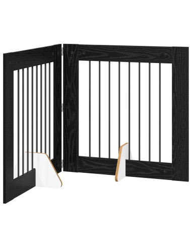 Cancello per cani con supporti 2 pcs Rovere Nero 80 x 80 cm