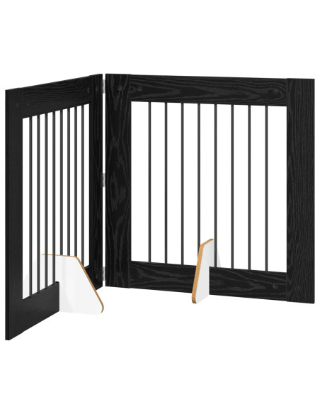 Cancello per cani con supporti 2 pcs Rovere Nero 80 x 80 cm