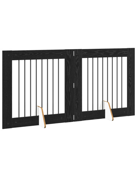Cancello per cani con supporti 2 pcs Rovere Nero 80 x 80 cm