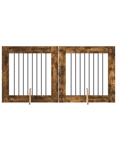 Cancello per cani con supporti 2 pcs Rovere Fumo 80 x 80 cm