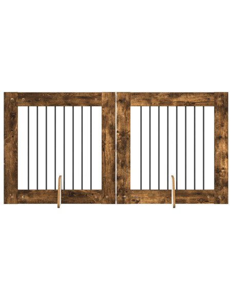 Cancello per cani con supporti 2 pcs Rovere Fumo 80 x 80 cm