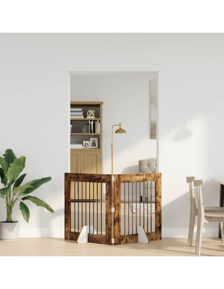 Cancello per cani con supporti 2 pcs Rovere Fumo 80 x 80 cm