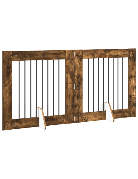 Cancello per cani con supporti 2 pcs Rovere Fumo 80 x 80 cm