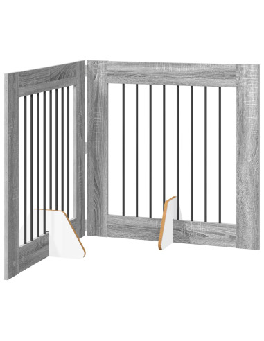 Cancello per cani con supporti 2 pcs Grigio Sonoma 80 x 80 cm