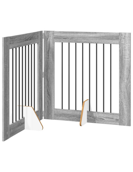Cancello per cani con supporti 2 pcs Grigio Sonoma 80 x 80 cm