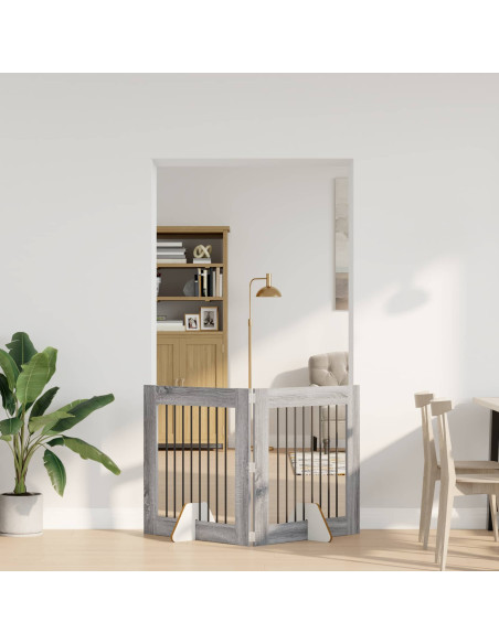 Cancello per cani con supporti 2 pcs Grigio Sonoma 80 x 80 cm