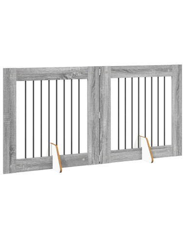 Cancello per cani con supporti 2 pcs Grigio Sonoma 80 x 80 cm