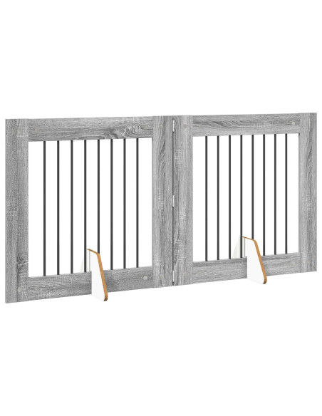 Cancello per cani con supporti 2 pcs Grigio Sonoma 80 x 80 cm