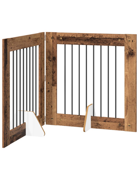 Cancello per cani con supporti 2 pcs Legno antico 80 x 80 cm