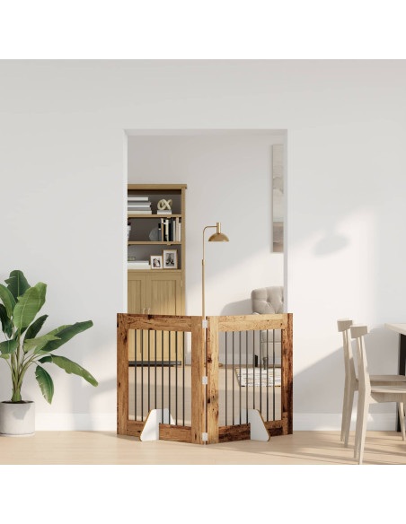 Cancello per cani con supporti 2 pcs Legno antico 80 x 80 cm