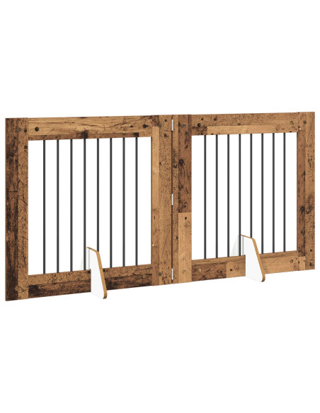 Cancello per cani con supporti 2 pcs Legno antico 80 x 80 cm