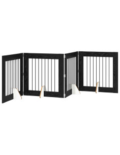 Cancello per cani con supporti 4 pcs Rovere Nero 80 x 80 cm 2