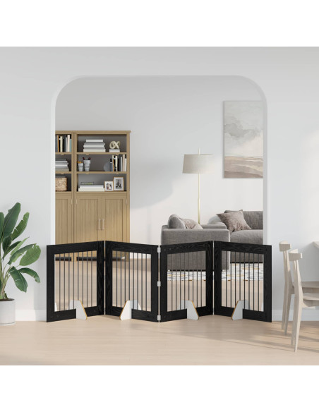 Cancello per cani con supporti 4 pcs Rovere Nero 80 x 80 cm