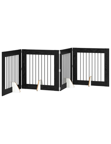 Cancello per cani con supporti 4 pcs Rovere Nero 80 x 80 cm