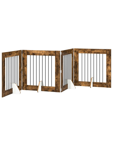 Cancello per cani con supporti 4 pcs Rovere Fumo 80 x 80 cm