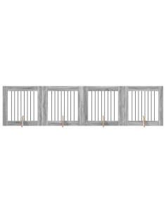 Cancello per cani con supporti 4 pcs Grigio Sonoma 80 x 80 cm 2