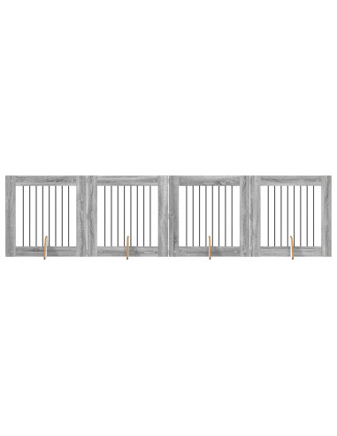 Cancello per cani con supporti 4 pcs Grigio Sonoma 80 x 80 cm