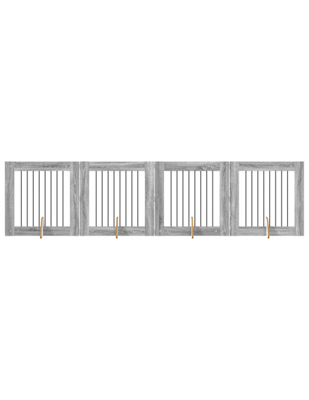 Cancello per cani con supporti 4 pcs Grigio Sonoma 80 x 80 cm
