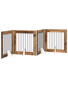 Cancello per cani con supporti 4 pcs Legno antico 80 x 80 cm 2
