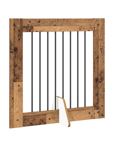 Cancello per cani con supporti 4 pcs Legno antico 80 x 80 cm