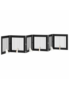 Cancello per cani con supporti 6 pcs Rovere Nero 80 x 80 cm 2