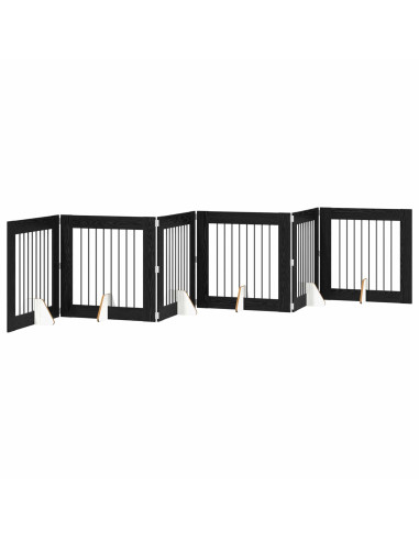 Cancello per cani con supporti 6 pcs Rovere Nero 80 x 80 cm