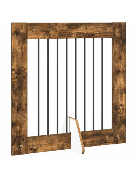Cancello per cani con supporti 6 pcs Rovere Fumo 80 x 80 cm
