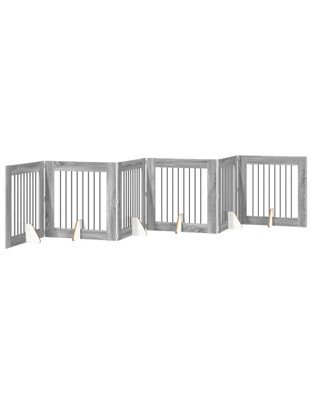 Cancello per cani con supporti 6 pcs Grigio Sonoma 80 x 80 cm