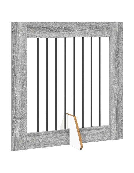 Cancello per cani con supporti 6 pcs Grigio Sonoma 80 x 80 cm