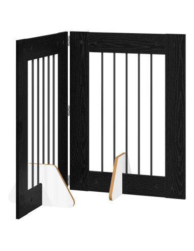 Cancello per cani con supporti 2 pcs Rovere Nero 60 x 80 cm
